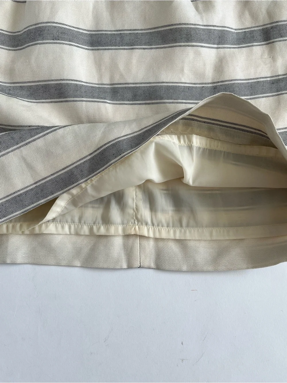 J. Crew Cream and Gray Striped Pencil Skirt
